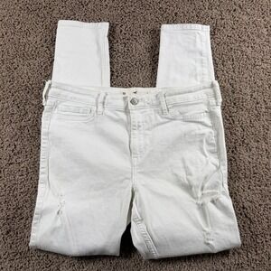Hollister High Rise Super Skinny Jeans White Distressed Size 15R 32x30 women